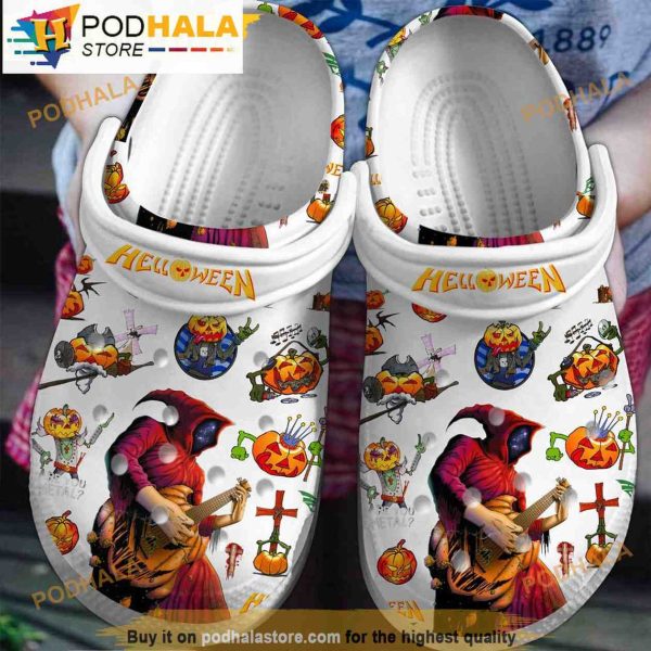 Music White 3D Halloween Crocs Clog Shoes