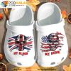 My Blood Uk My Home Usa Flag Skull Bone 3D Funny Crocs