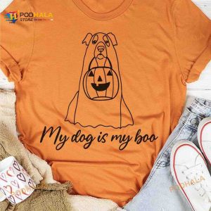 My Dog Is My Boo Dog White Ghost Boo Trick Or Treat Halloween Shirt