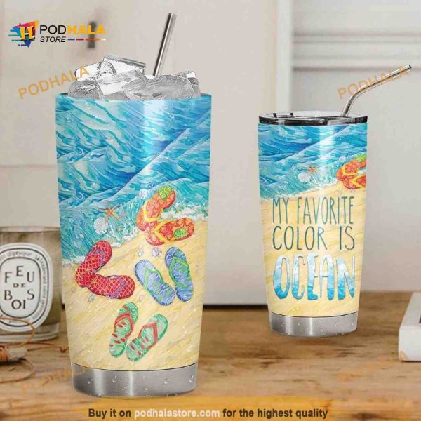 My Favorite Color Is Ocean Beach Gift For Lover Day Travel Tumbler, Coffee Tumbler