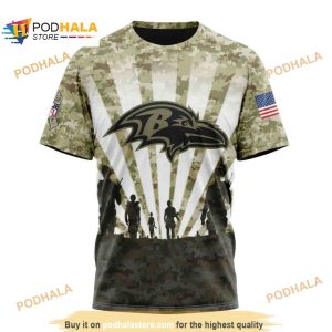 NFL Baltimore Ravens Salute To Service Honor Veterans Shirt 3D Hoodie 3