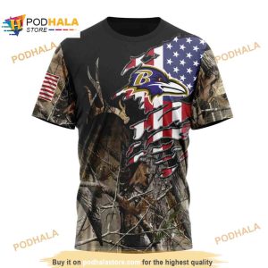 NFL Baltimore Ravens Special Camo Realtree Hunting Shirt 3D Hoodie 3