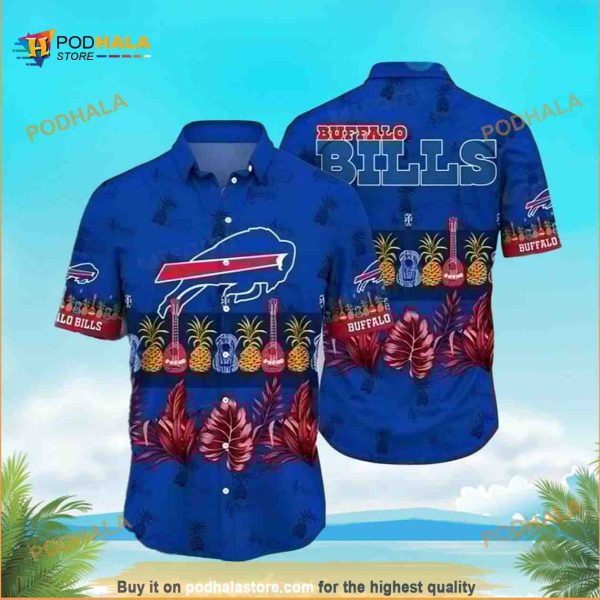 NFL Buffalo Bills Hawaiian Shirt Pineapple Guitar Tropical Palm Leaves