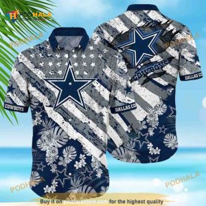 Cowboys Hawaiian Shirt Pineapple Guitar Tropical Leaf Dallas