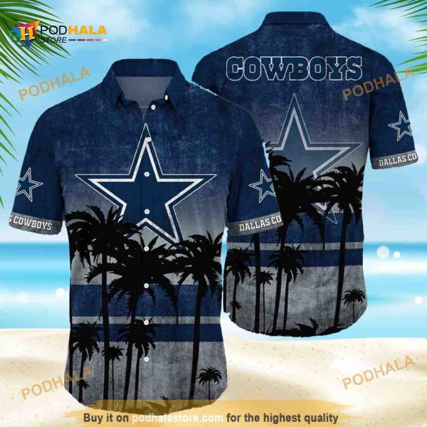 NFL Cowboys Hawaiian Shirt, Vintage Gift For Beach Lovers