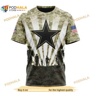 NFL Dallas Cowboys Salute To Service Honor Veterans Shirt 3D Hoodie 3