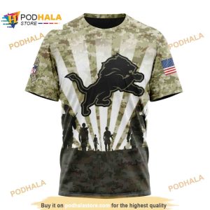 NFL Detroit Lions Salute To Service Honor Veterans Shirt 3D Hoodie 3