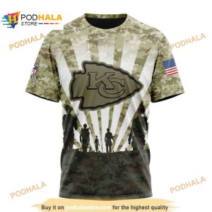 NFL Kansas City Chiefs Salute To Service Honor Veterans Shirt 3D Hoodie 3