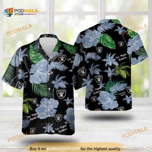 NFL Las Vegas Raiders Hawaiian Shirt, Hibiscus Flower Aloha Shirt