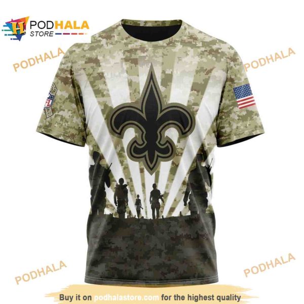 NFL New Orleans Saints Salute To Service Honor Veterans Shirt 3D Hoodie
