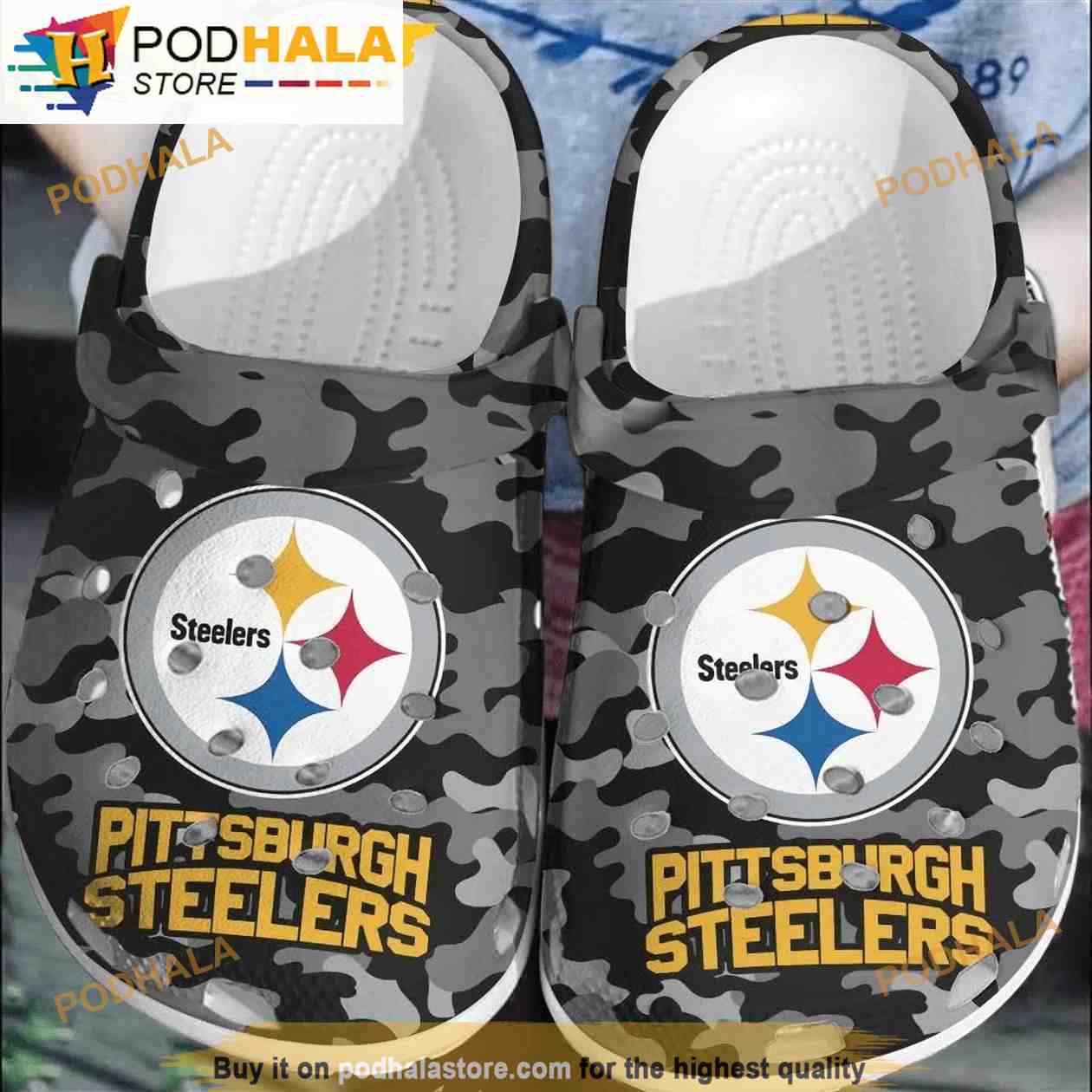 Personalized Pittsburgh Steelers Half Tone Drip Flannel Crocs Clog Shoes -  Bring Your Ideas, Thoughts And Imaginations Into Reality Today