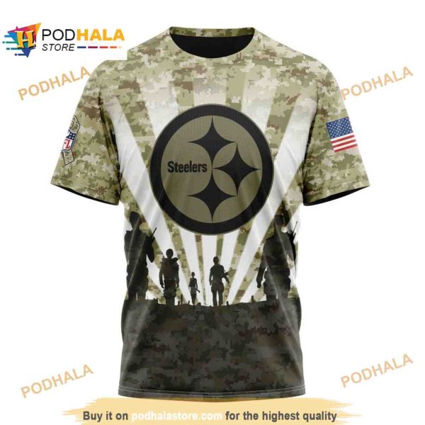 NFL Pittsburgh Steelers Salute To Service Honor Veterans Shirt 3D Hoodie