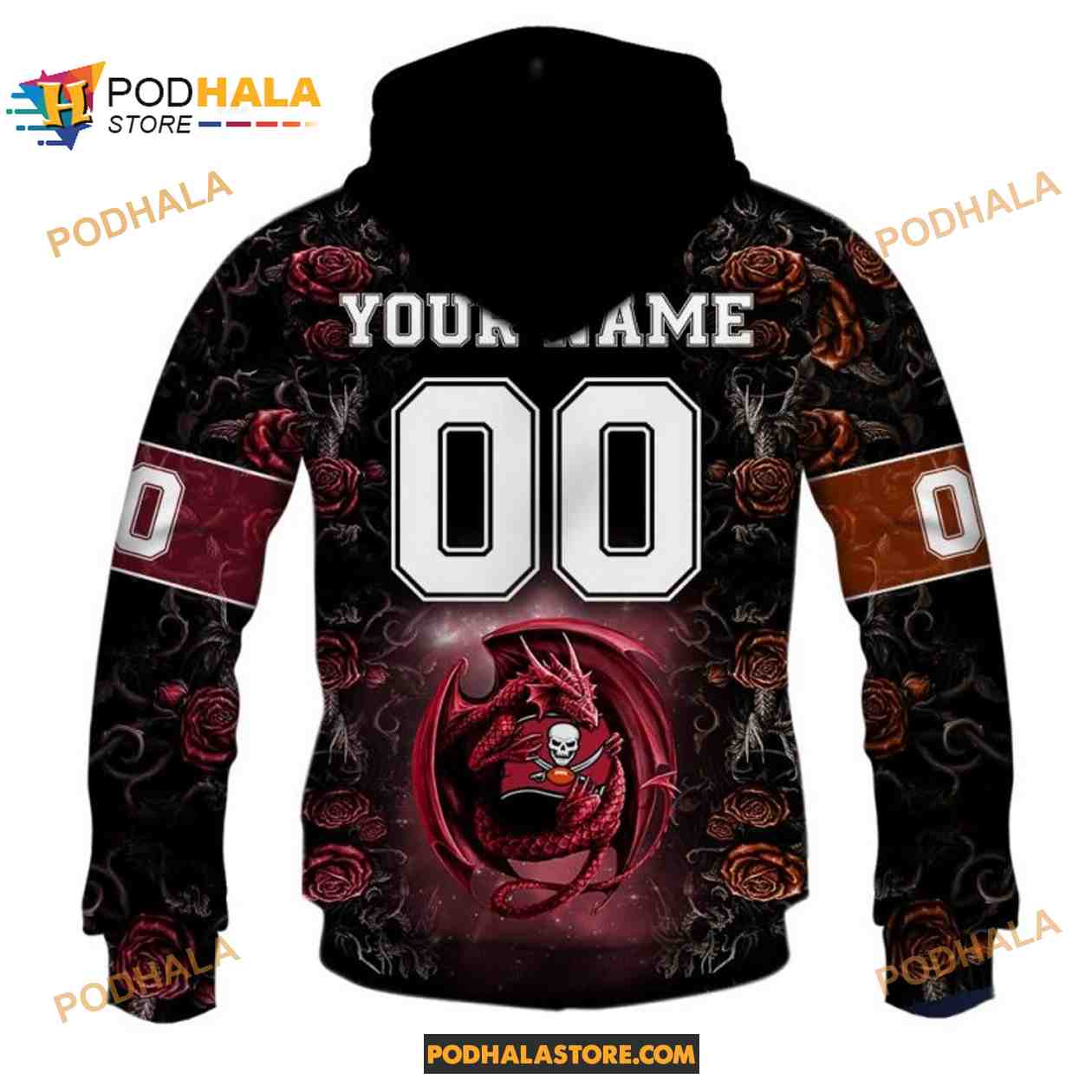 NFL Rose Dragon Tampa Bay Buccaneers Shirt Hoodie 3D NFL Rose Dragon Tampa Bay Buccaneers Shirt Hoodie 3D
