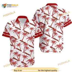 NFL San Francisco 49ers Hawaiian Shirt, Coconut Trees On White Theme, 49Ers Clothing