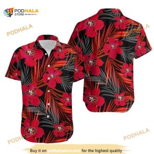 NFL San Francisco 49ers Hawaiian Shirt, Hibiscus Flower Pattern Beach Gift