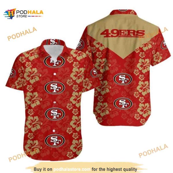 NFL San Francisco 49ers Hawaiian Shirt, Hibiscus Flower Pattern Football Gift