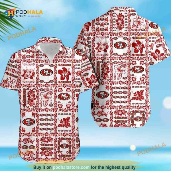 NFL San Francisco 49ers Hawaiian Shirt, Hibiscus Flower Pattern Summer Vacation Gift
