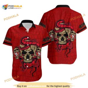 NFL San Francisco 49ers Hawaiian Shirt, Snake And Skull, 49ers Gifts