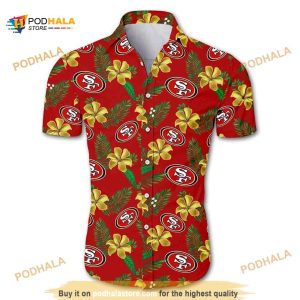 NFL San Francisco 49ers Hawaiian Shirt, Tropical Flower Pattern, 49ers Gifts