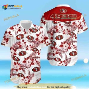 NFL San Francisco 49ers Hawaiian Shirt, Tropical Flower Pattern Beach Lovers Gift, 49ers Gifts