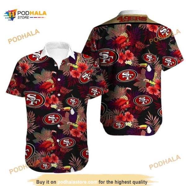 NFL San Francisco 49ers Hawaiian Shirt, Tropical Pattern All Over Print, 49ers Gifts
