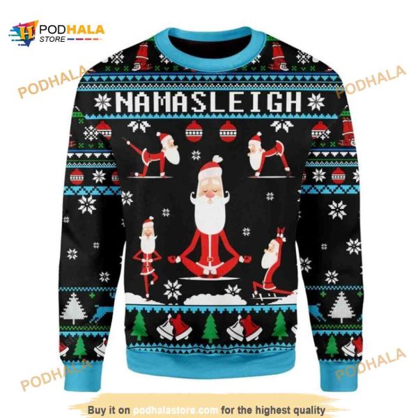 Namasleigh Santa Claus Yoga Funny Ugly Xmas Sweater