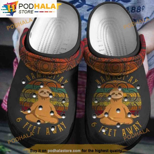 Namast’ay 6 Feet Away Sloth 3D Funny Crocs