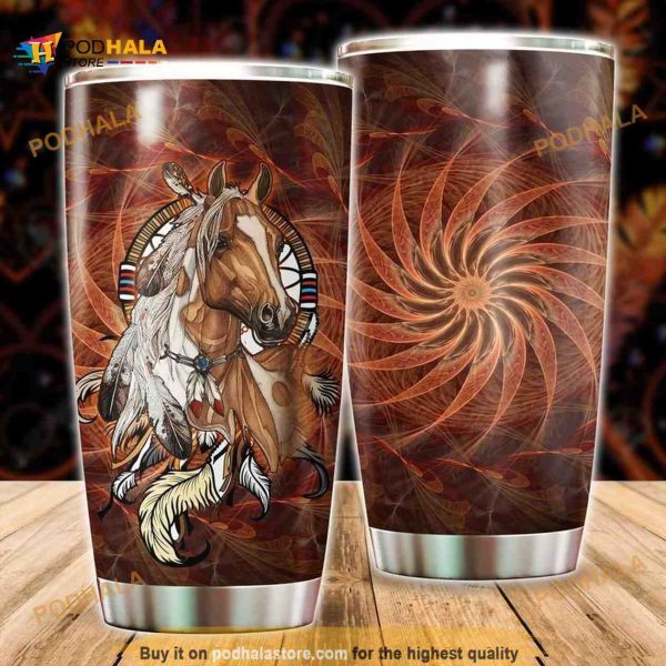 Native American Horse Stainless Steel Cup Coffee Tumbler