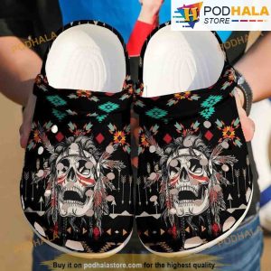 Native Skull 3D Funny Crocs Clog Shoes