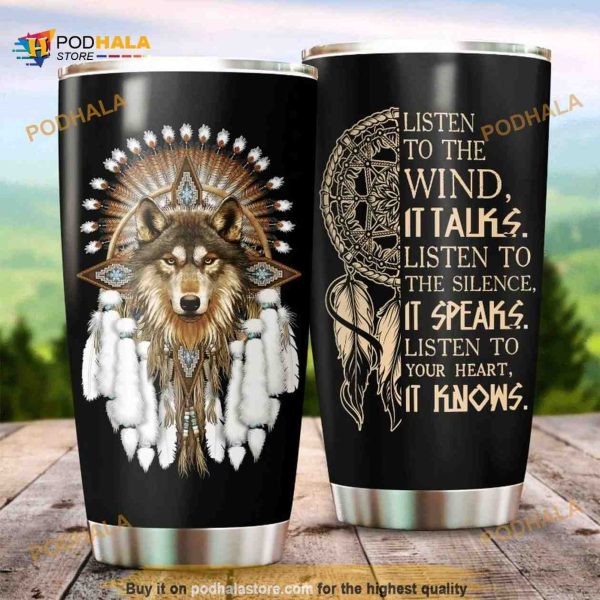 Native Wolf Stainless Steel Cup Coffee Tumbler