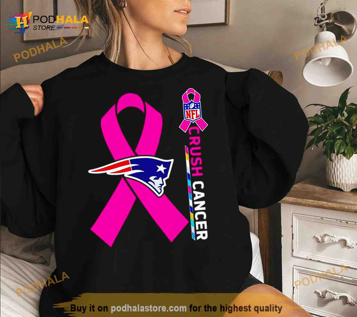 new England Patriots NFL Crush Cancer Shirt - Bring Your Ideas, Thoughts  And Imaginations Into Reality Today