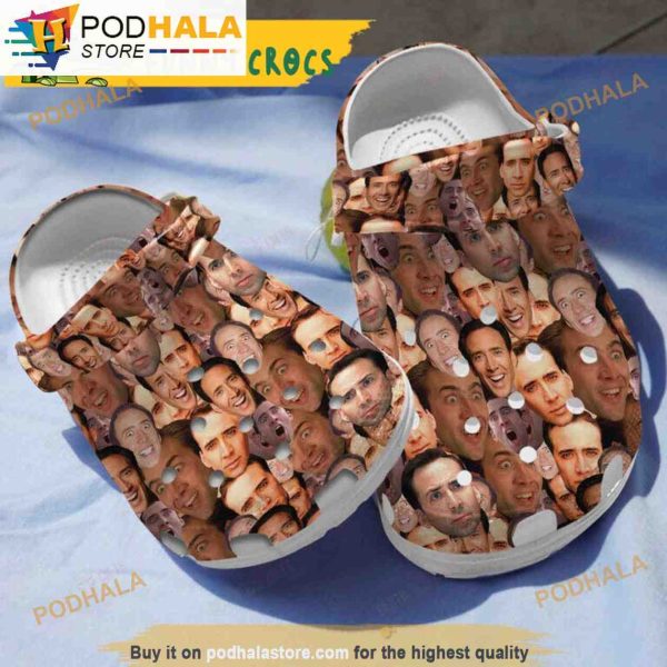 Nicolas Cage 3D Funny Crocs Slippers For Men