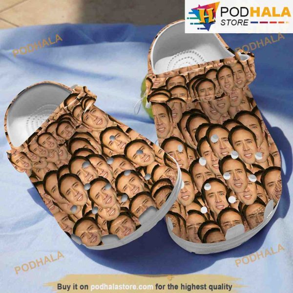 Nicolas Cage Face Pattern 3D Funny Crocs
