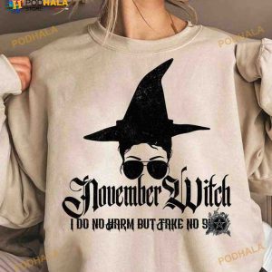 November Witch I Do No Harm But Take No Shit Halloween Witch Shirt