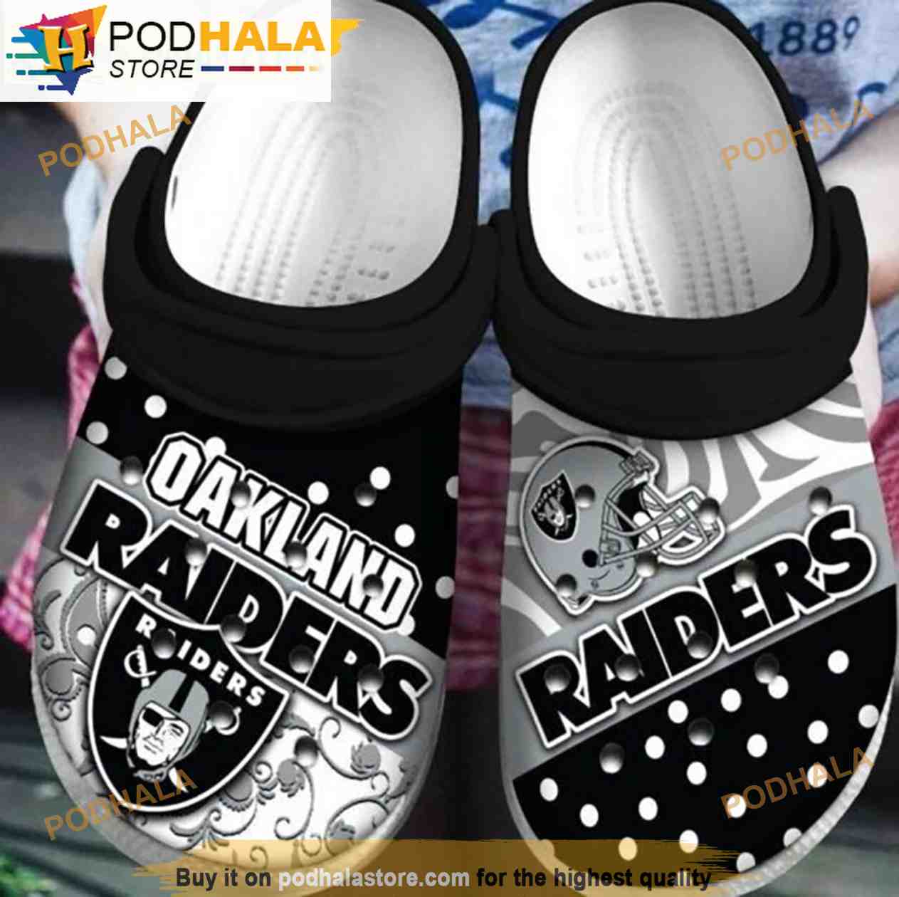 Personalized Las Vegas Raiders Team Pattern Crocs For Women - T