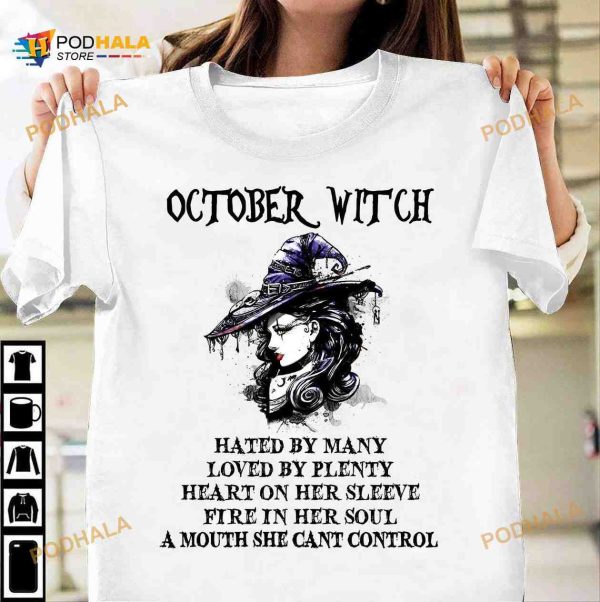 October Witch Halloween Witch Costume Shirt, Beautiful Witch Shirt