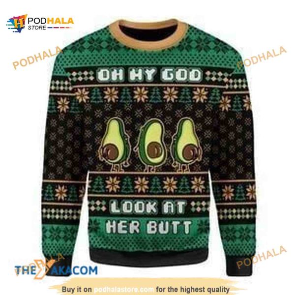 Oh My God Look At Her Butt 3D Funny Christmas Ugly Sweater