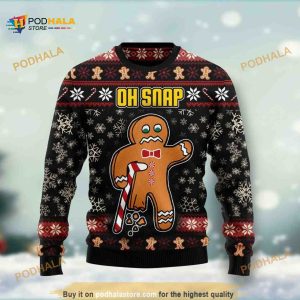 Oh Snap Gingerbread All Over Printed Funny Ugly Sweater