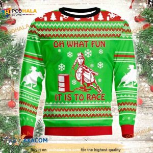 Oh What Fun Cowboy Barrel Racing All Over Printed Funny Ugly Sweater