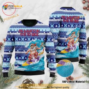 Oh What Fun It Is to Ride a Wave With Santa Claus All Over Printed Funny Ugly Sweater