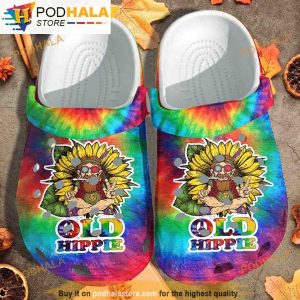 Old Men Hippie Sunflower Weed 3D Funny Crocs