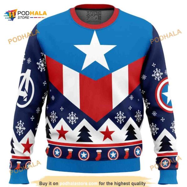 Old School Captain America Xmas Funny Ugly Sweater