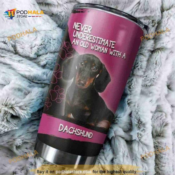 Old Woman With A Dachshund Gift Travel Coffee Tumbler