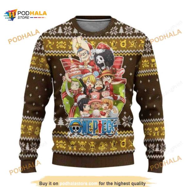 One Piece Anime Characters Xmas Wool Ugly Anime Christmas Sweater