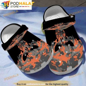 Orange Camouflage Skull Bone 3D Funny Crocs