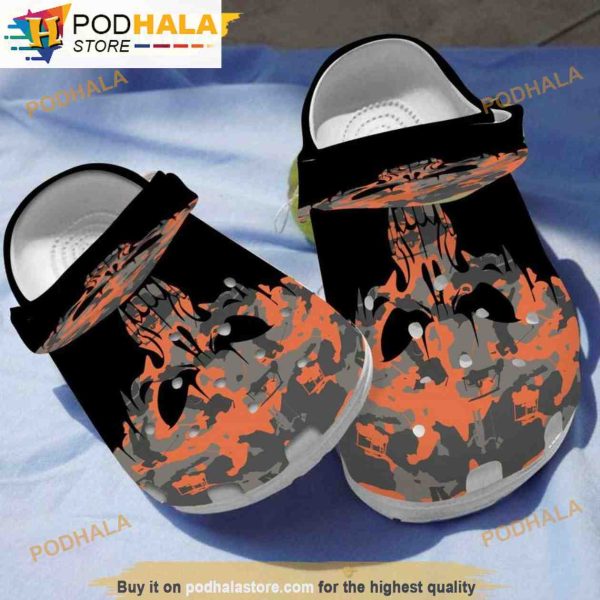 Orange Camouflage Skull Bone 3D Funny Crocs