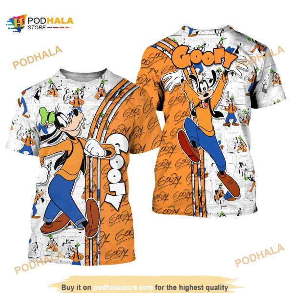 Orange Goofy Dog Cross Comic Book Patterns Disney Outfits 3D Shirt