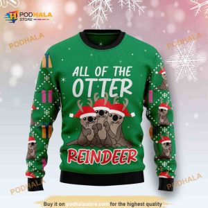 Otter Reindeer All Over Printed Funny Ugly Sweater
