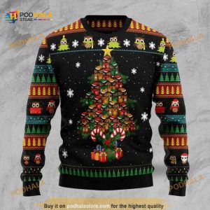 Owl Christmas Tree All Over Printed Funny Ugly Sweater