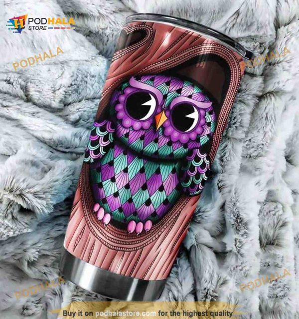 Owl Cute Colorful Coffee Tumbler All Over Print 3D